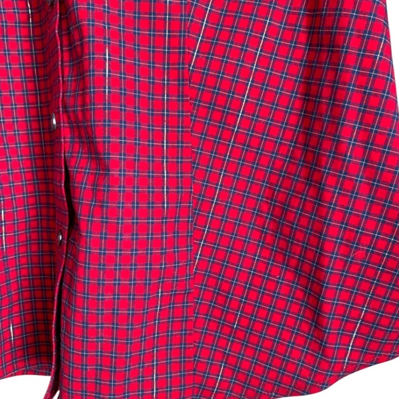 Talbots Petites Women's Size 6P Red Plaid with Metallic Gold Wrinkle Resistant - Picture 3 of 8